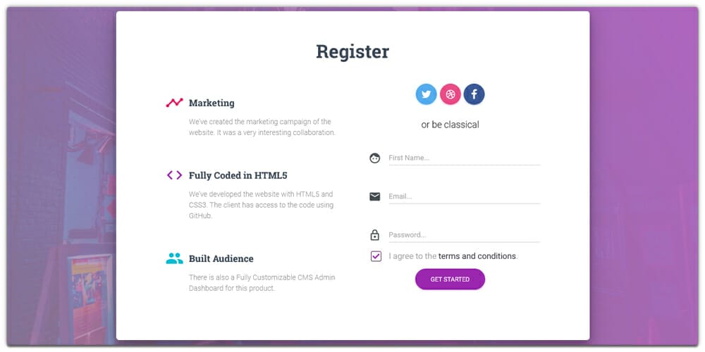 Bootstrap Register Page