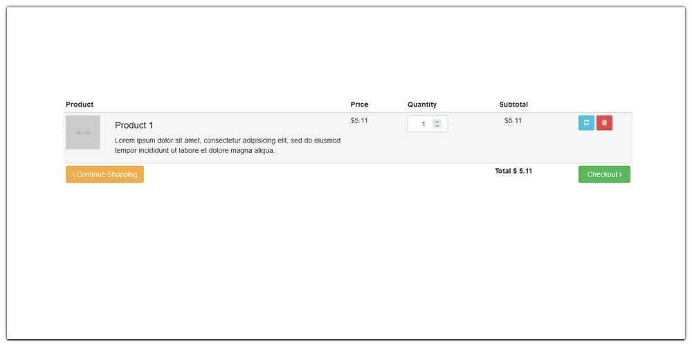 Bootstrap Shopping Cart View