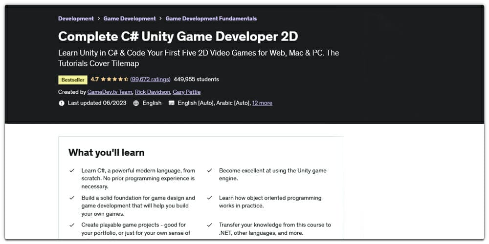 Complete C# Unity Game Developer 2D