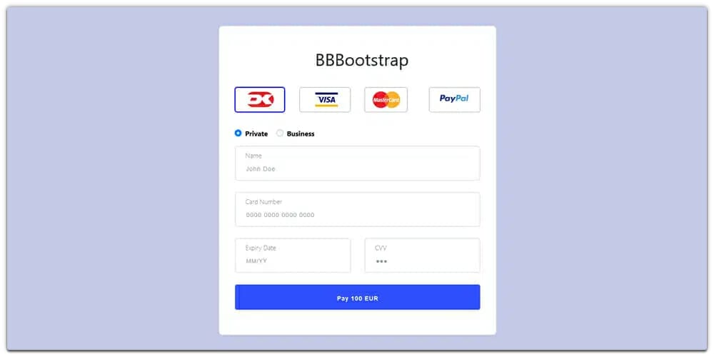 Credit Card Payment Form