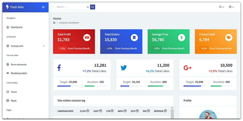 Flash Able Bootstrap 4 Admin Template