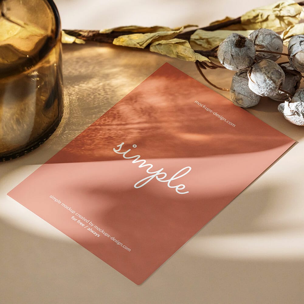 Free A5 Flyer With Decorations Mockup PSD