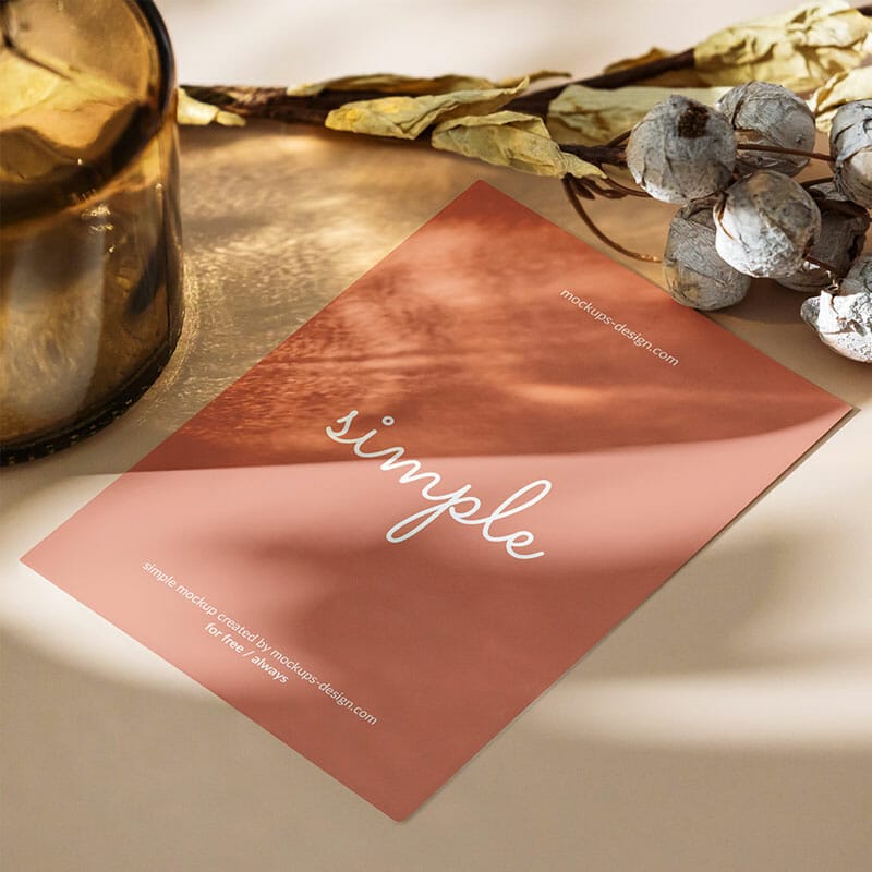 Free A5 Flyer With Decorations Mockup PSD