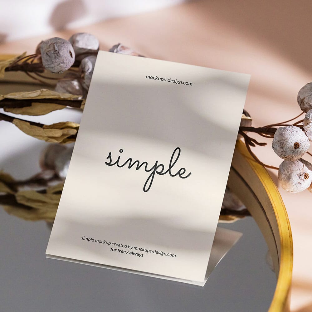 Free A6 Flyer On The Mirror Mockup PSD