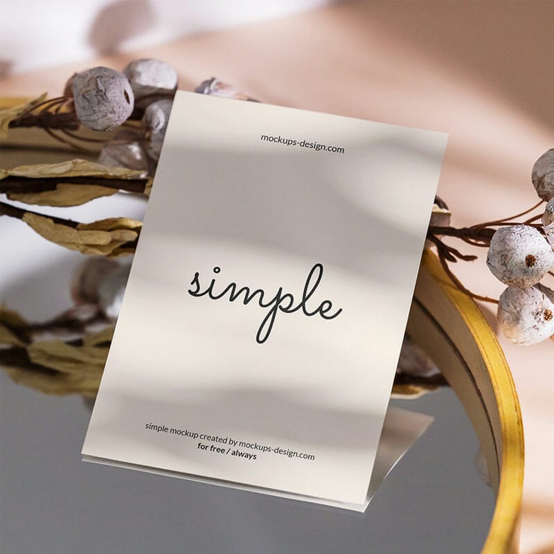 Free A6 Flyer On The Mirror Mockup PSD