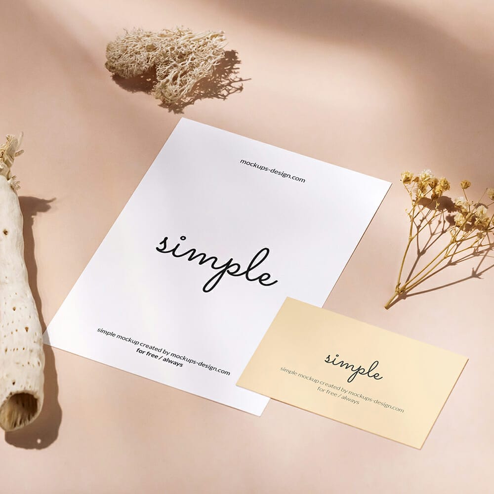 Free A6 Flyer With Business Card Mockup PSD