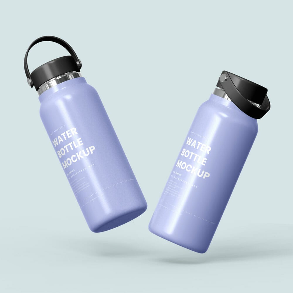 Free Aluminum Water Bottle Mockups PSD