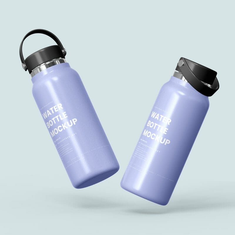 Free Aluminum Water Bottle Mockups PSD