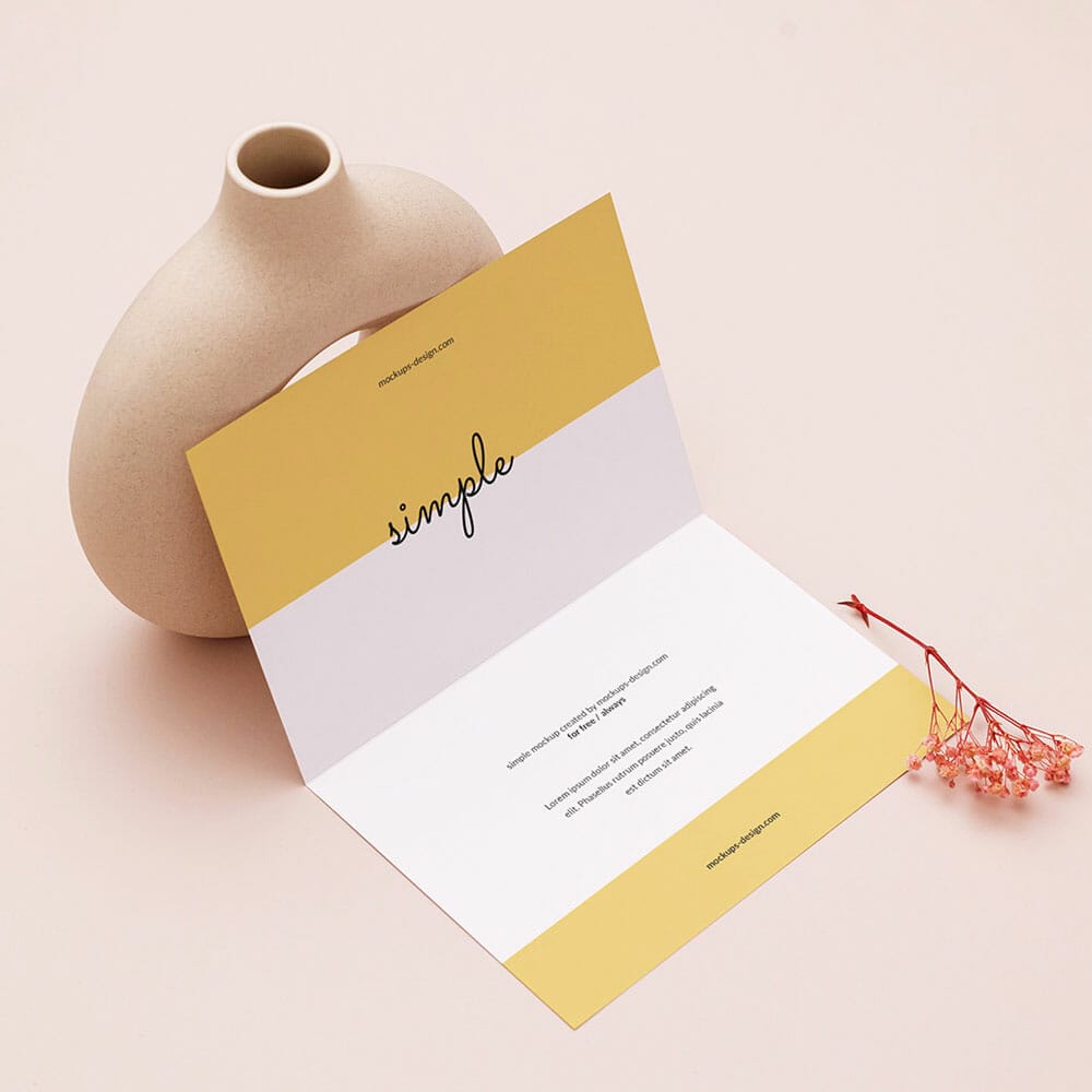 Free Bi Fold A6 Flyer Mockup PSD