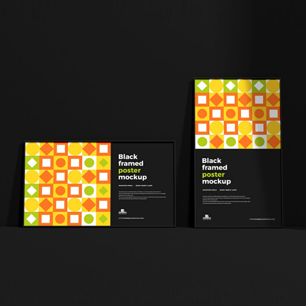 Free Black Framed Poster Mockup PSD