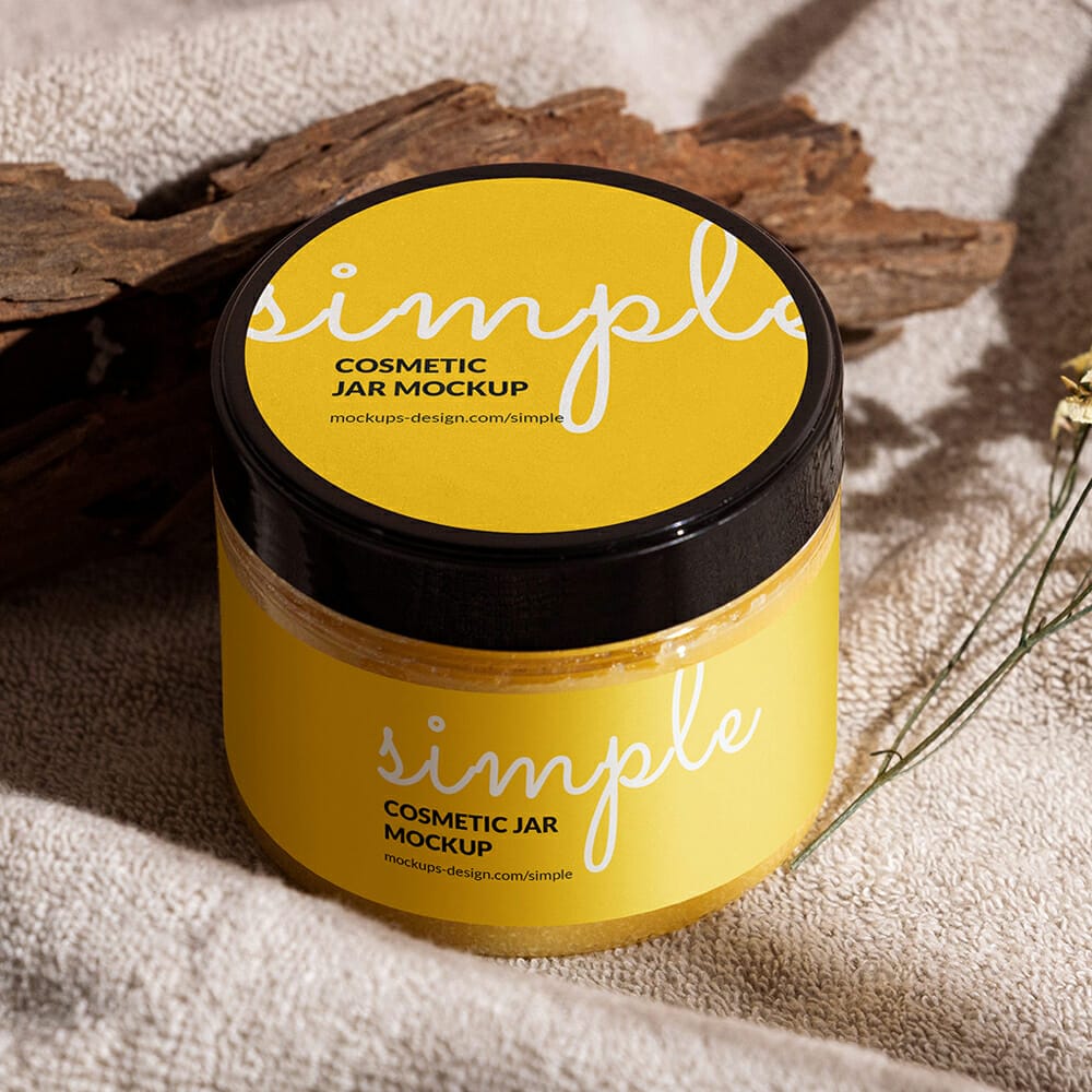 Free Body Scrub Jar Mockup PSD