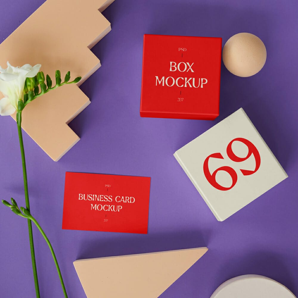 Free Book & Cards With Figures Mockups PSD