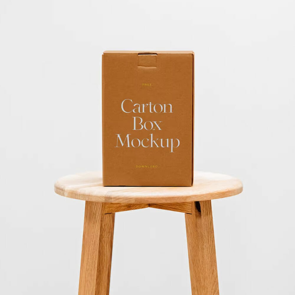 Free Box On Chair Mockup PSD