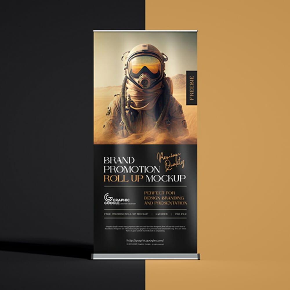 Free Brand Promotion Roll Up Mockup PSD