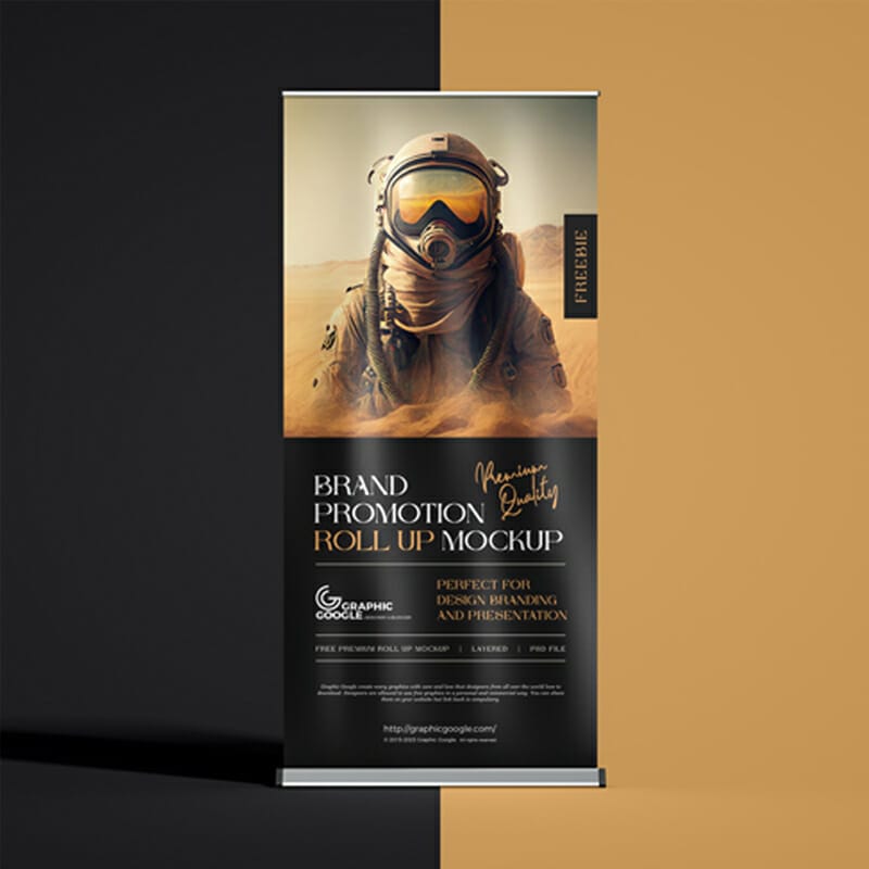 Free Brand Promotion Roll Up Mockup PSD