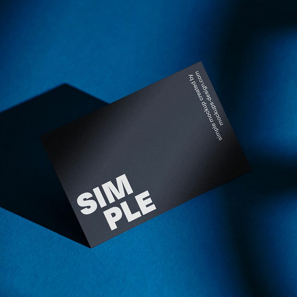 Free Business Card On Blue Background Mockup PSD