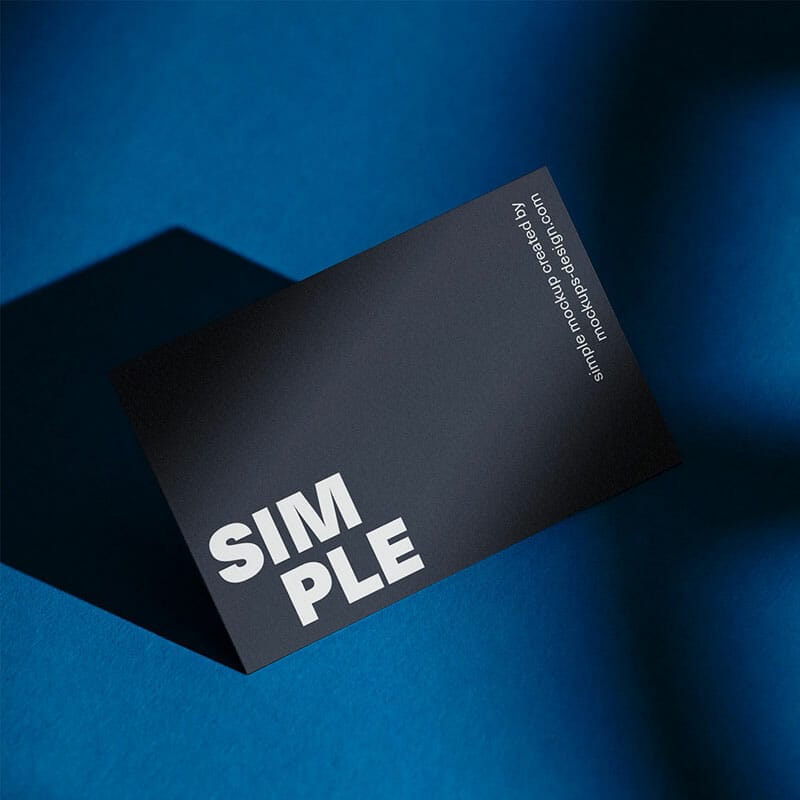 Free Business Card On Blue Background Mockup PSD