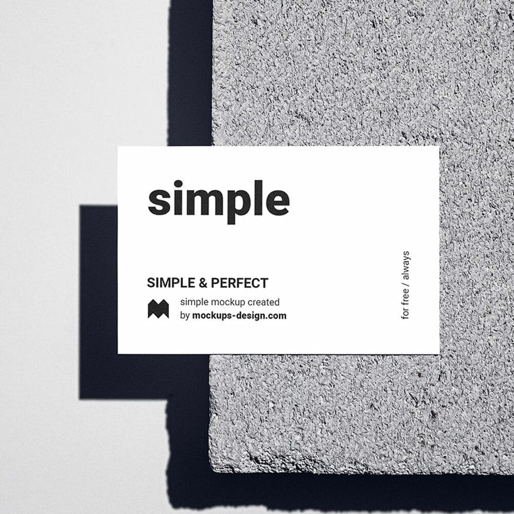 Free Business Card On Concrete Block Mockup PSD