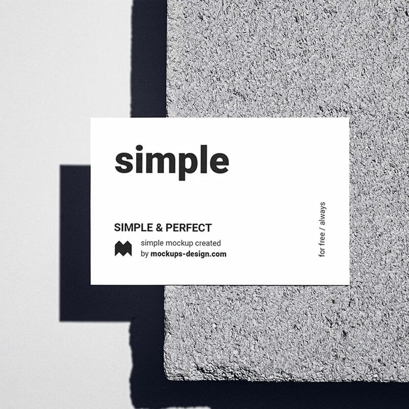 Free Business Card On Concrete Block Mockup PSD