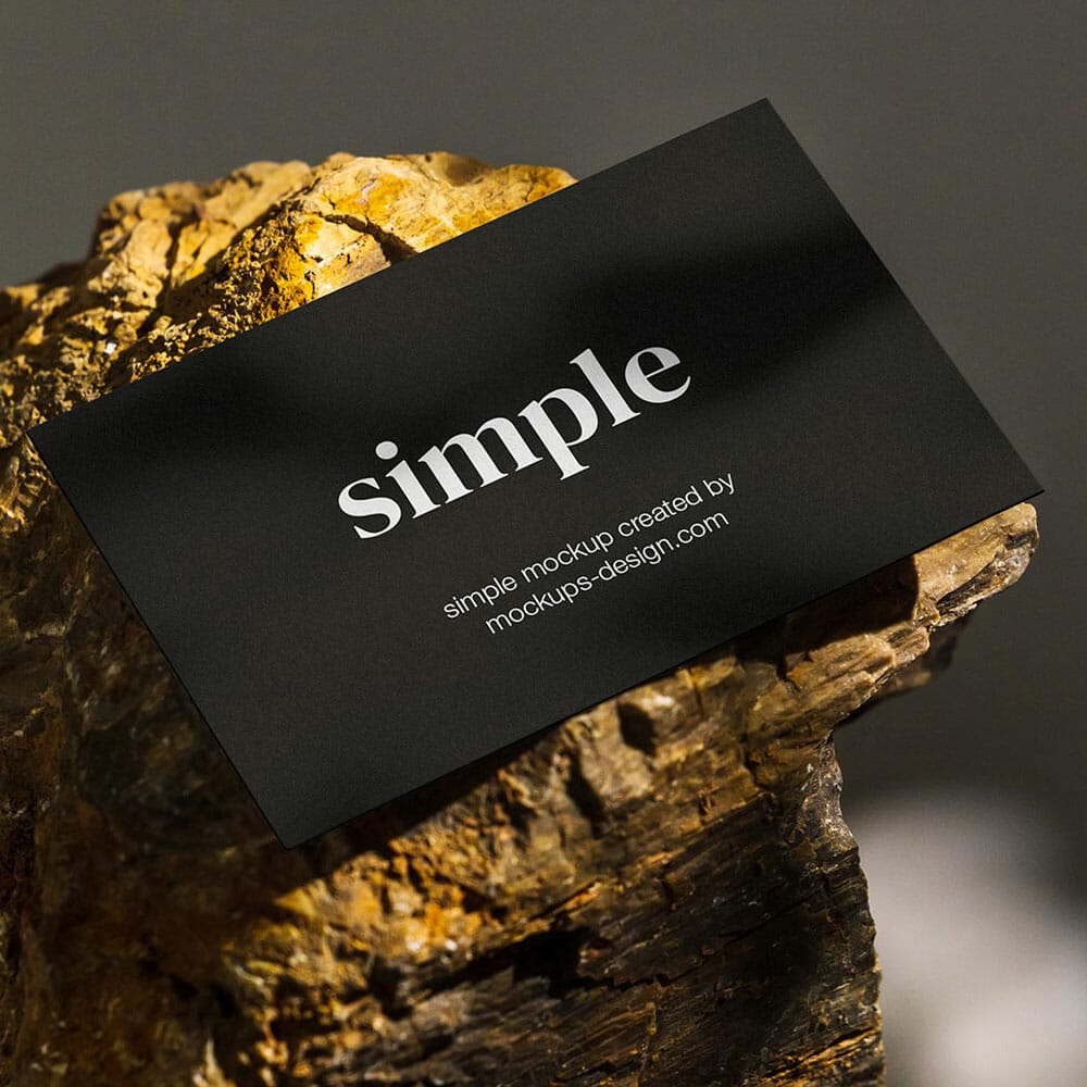 Free Business Card On The Stone Mockup PSD