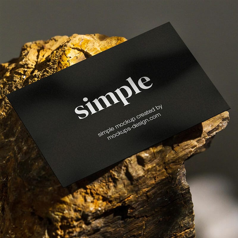 Free Business Card On The Stone Mockup PSD