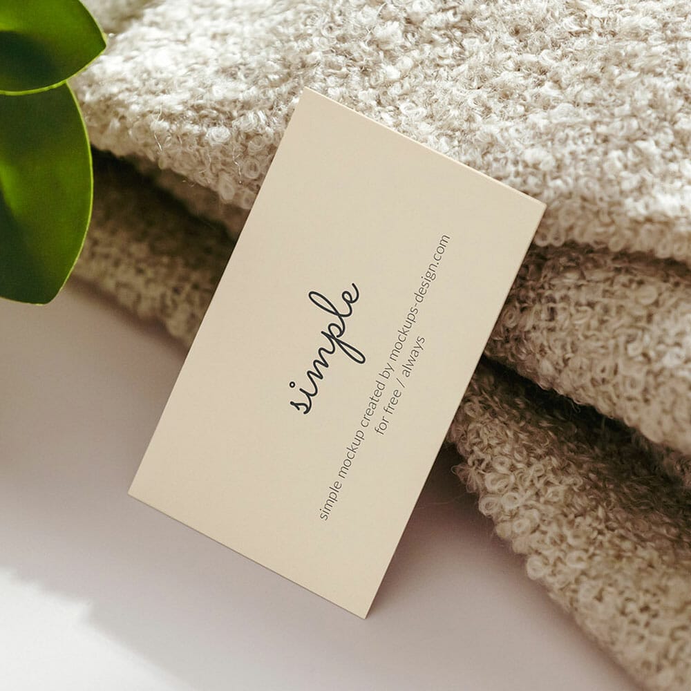 Free Business Card With A Towel Mockup PSD