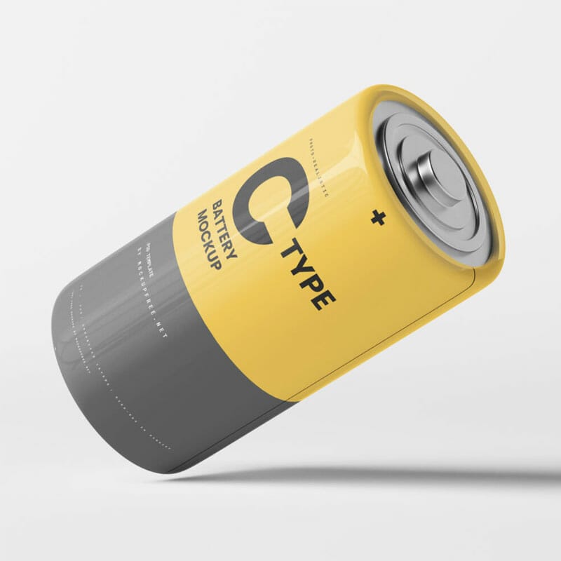 Free C-Type Battery Mockups PSD