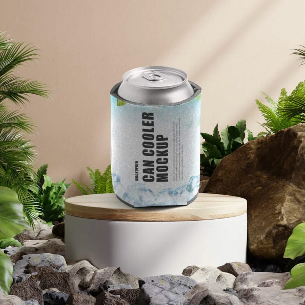 Free Can Cooler Mockup PSD Template