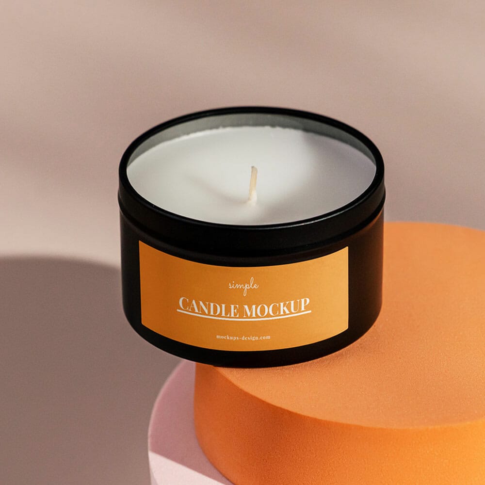 Free Candle In The Black Jar Mockup PSD