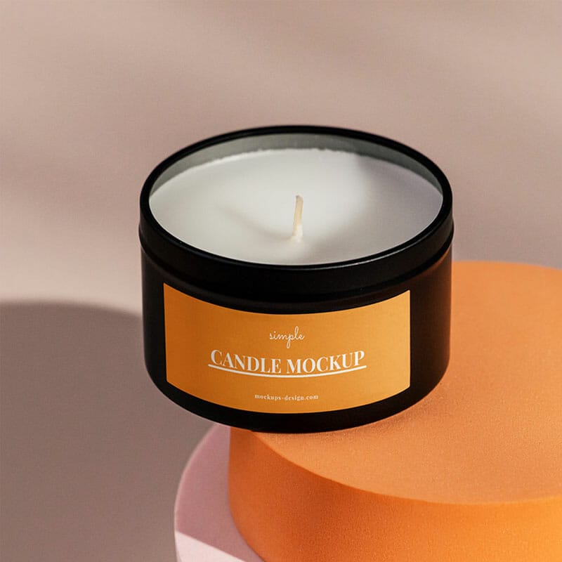 Free Candle In The Black Jar Mockup PSD