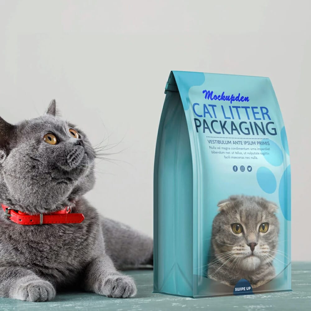 Free Cat Litter Mockup Packaging PSD Template