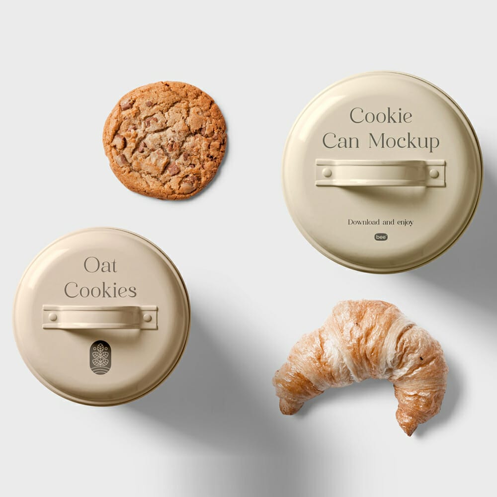 Free Cookie Can Top View Mockup PSD