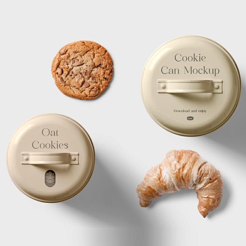 Free Cookie Can Top View Mockup PSD