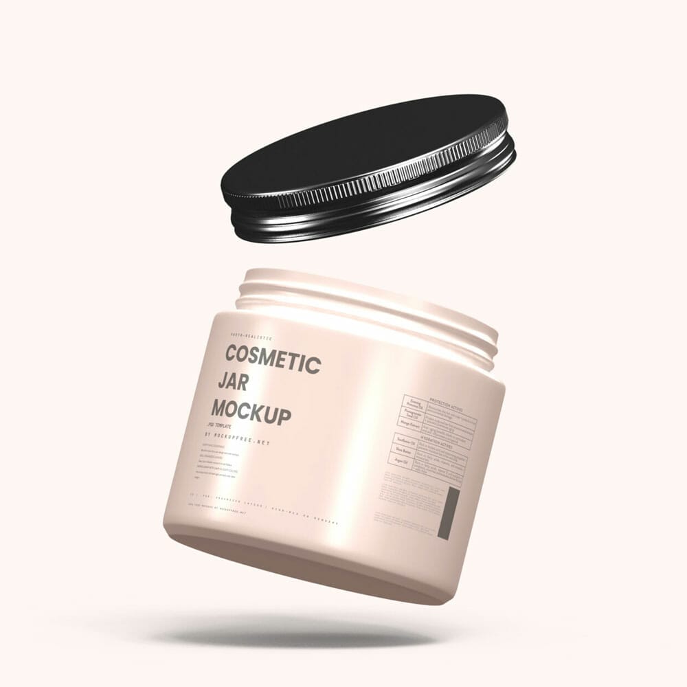 Free Cosmetic Jar With Metallic Lid Mockups PSD