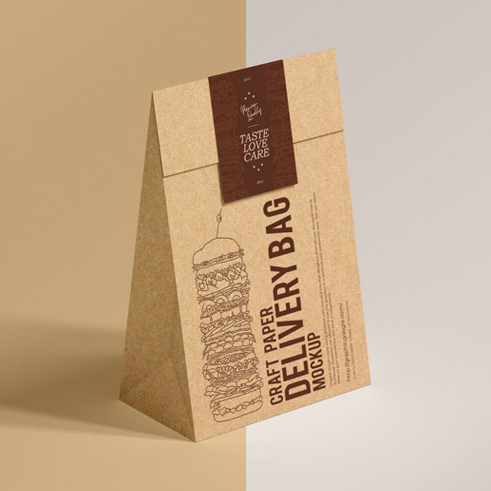 Free Craft Paper Delivery Bag Mockup PSD