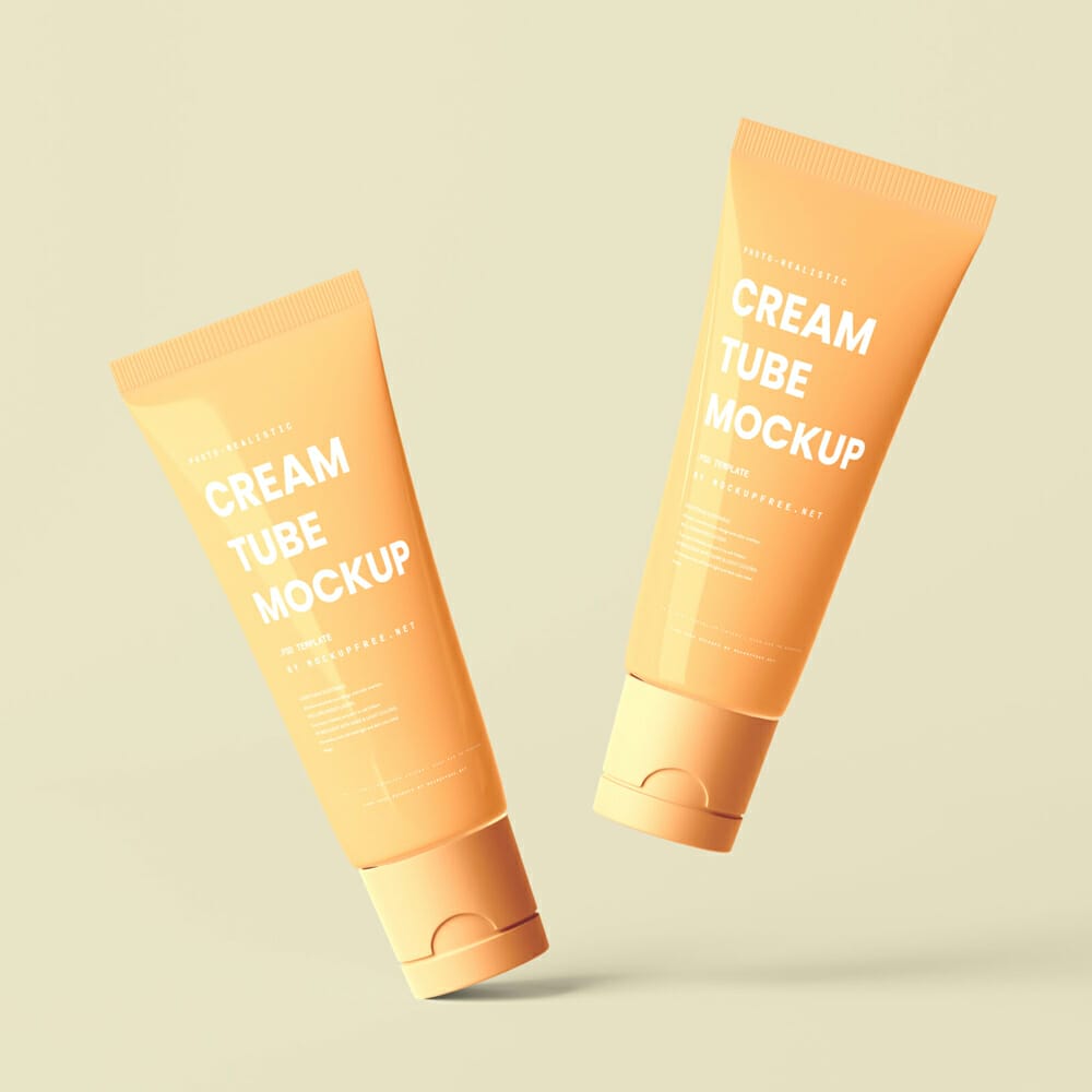 Free Cream Tube With Large Cap Mockups PSD