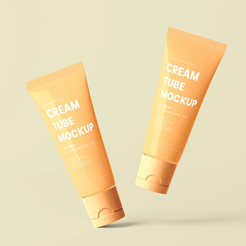 Free Cream Tube With Large Cap Mockups PSD