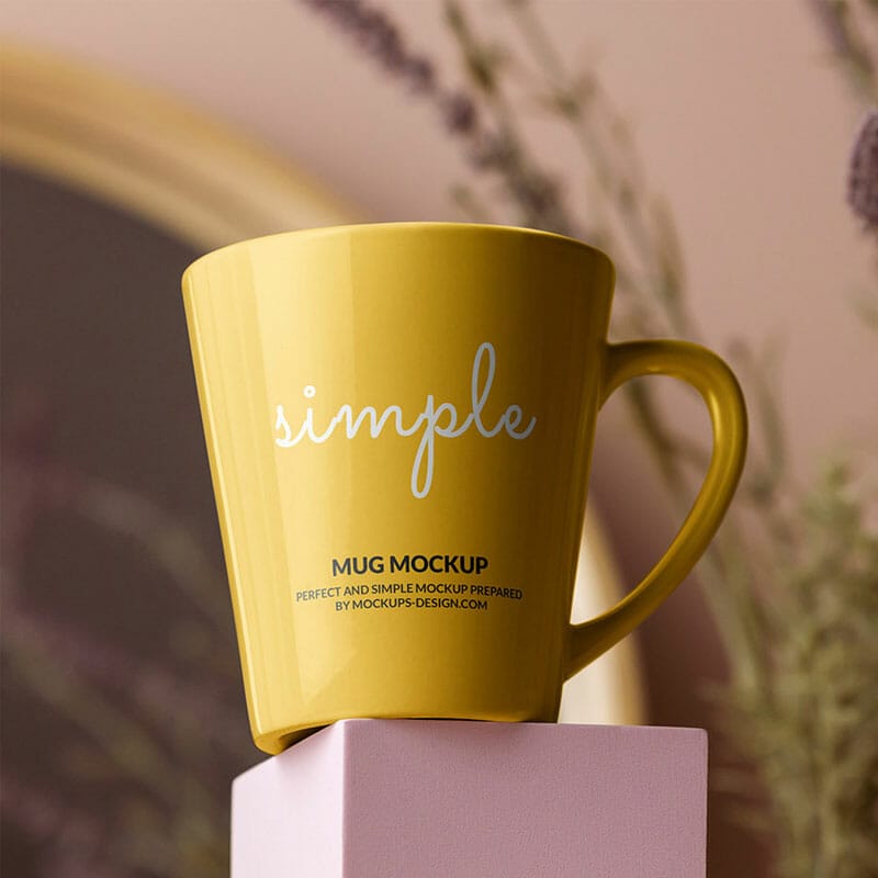 Free Cup With Boho Background Mockup PSD