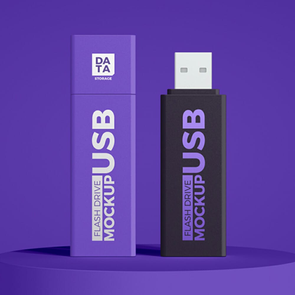 Free Data Storage USB Flash Drive Mockup PSD