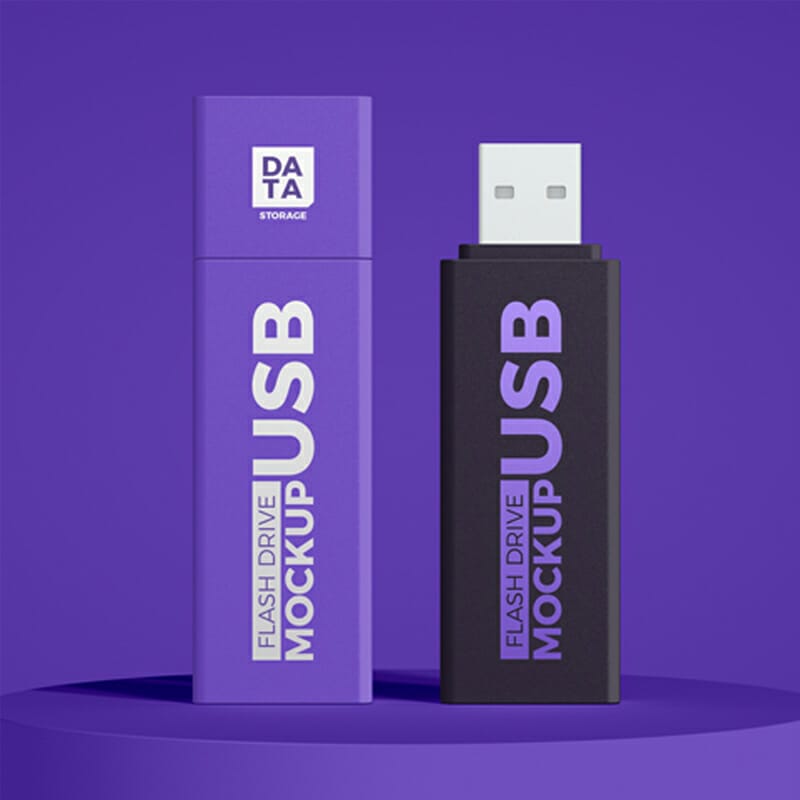 Free Data Storage USB Flash Drive Mockup PSD