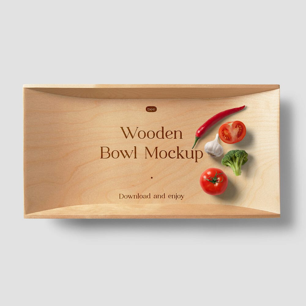 Free Deep Wooden Bowl Mockup PSD