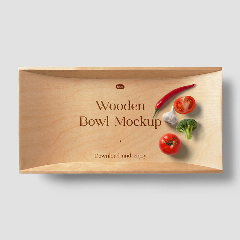 Free Deep Wooden Bowl Mockup PSD