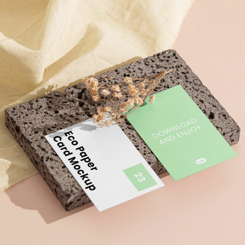 Free Double Business Card On Brick Mockups PSD