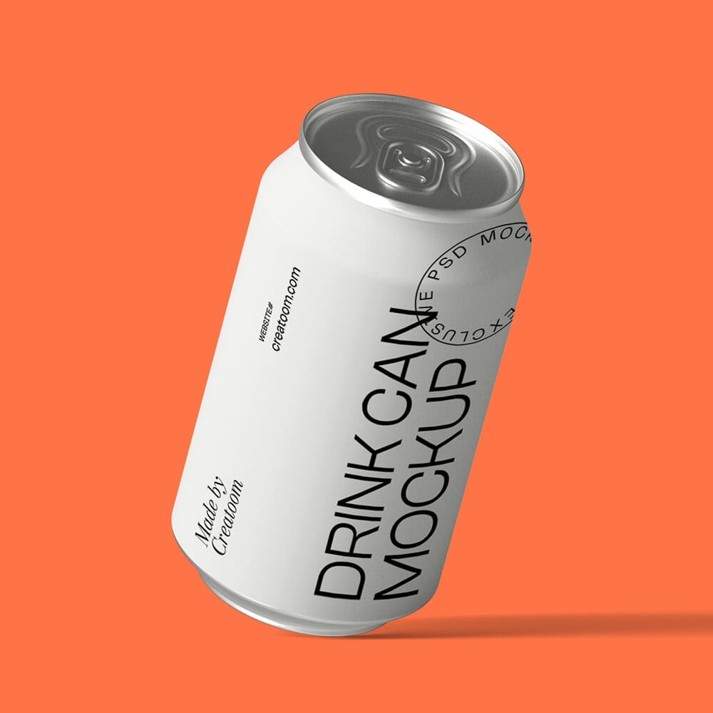 Free Drink Can Front View Mockup PSD