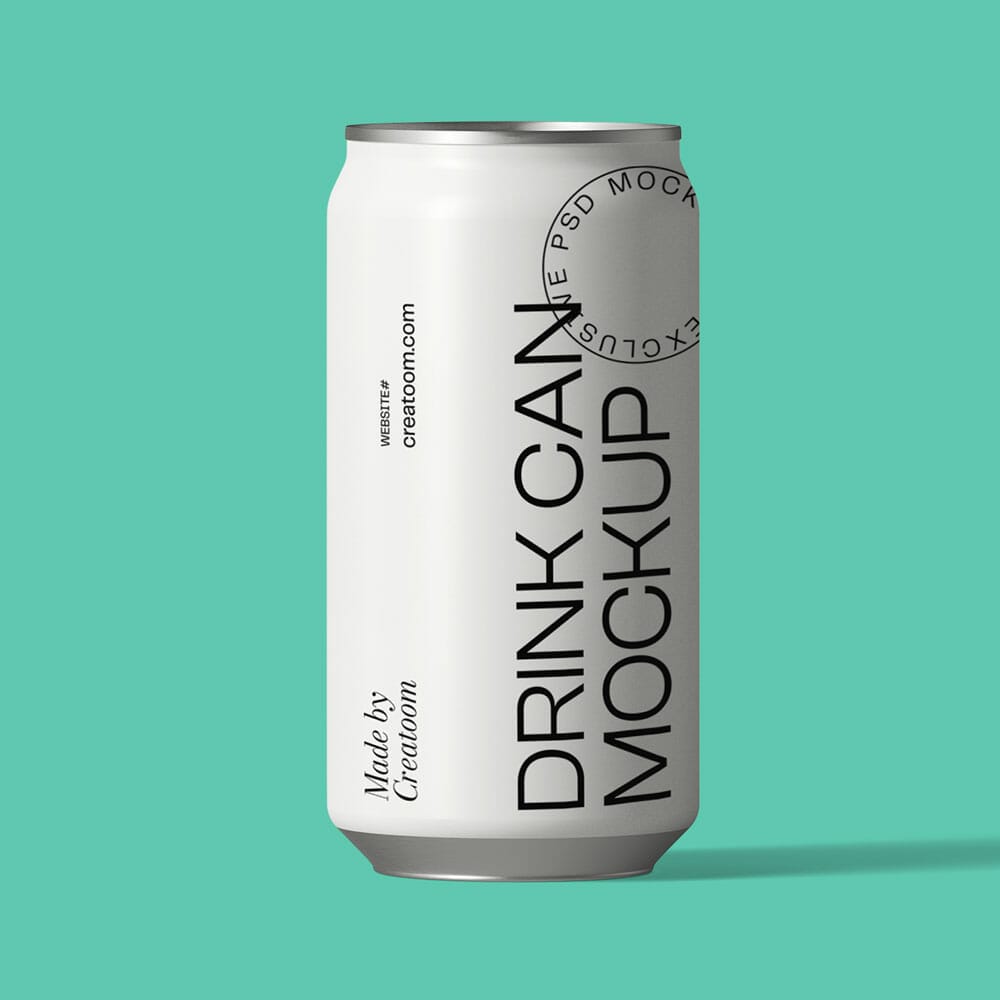 Free Drink Can Front View Mockup PSD