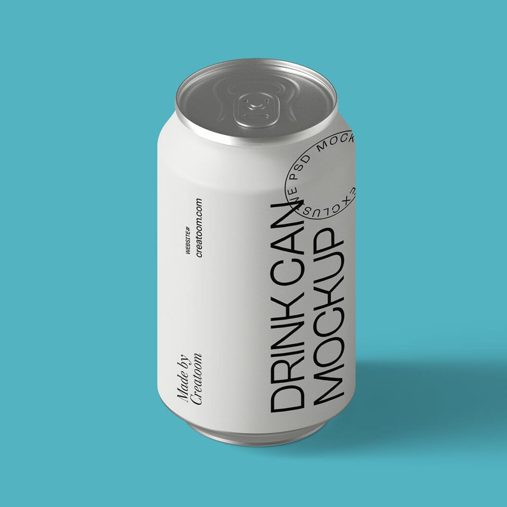 Free Drink Can Isometric Mockup PSD