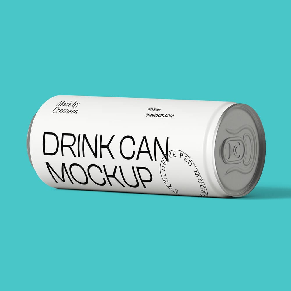 Free Drink Can Mockup Front View PSD