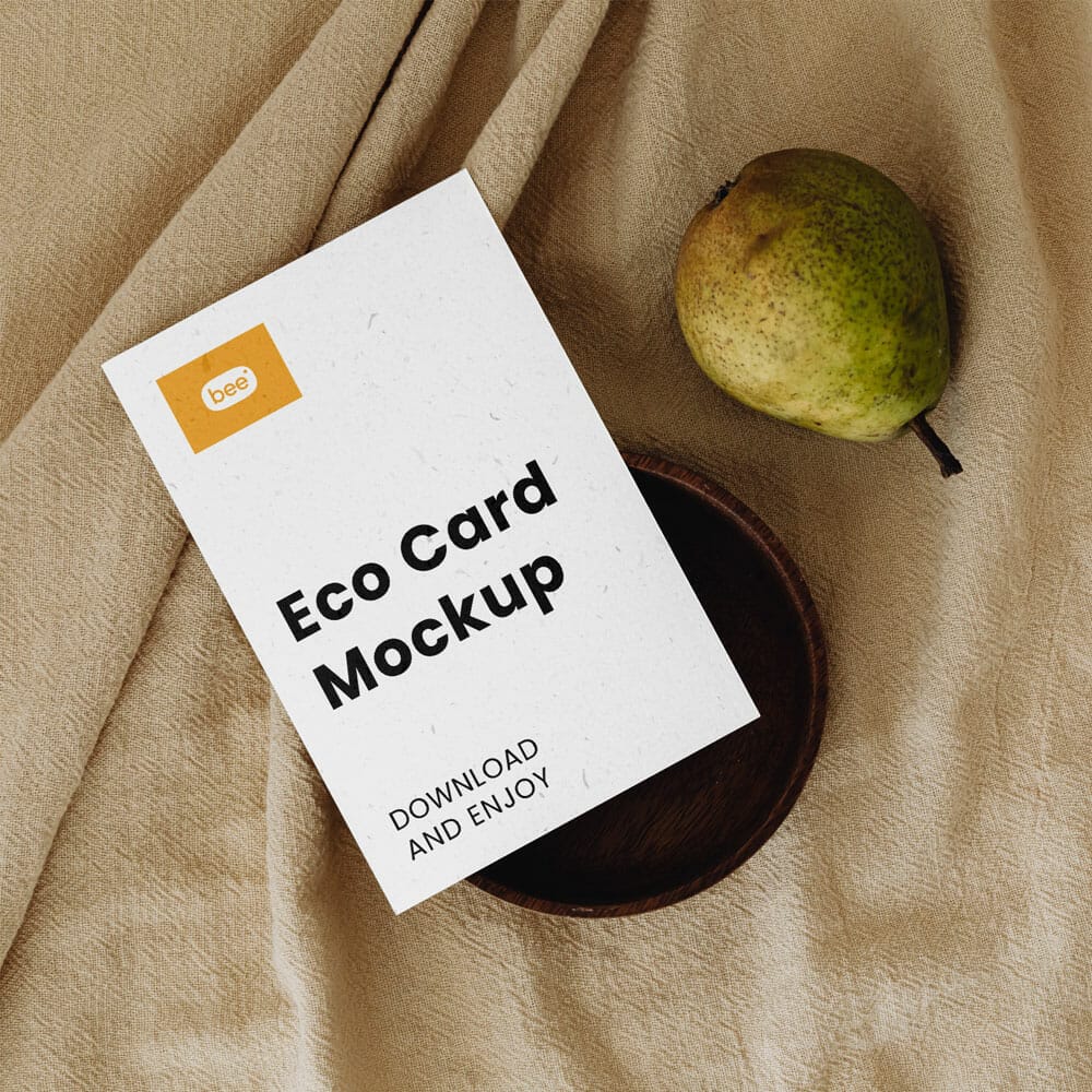 Free Eco Business Card With Pear Mockup PSD