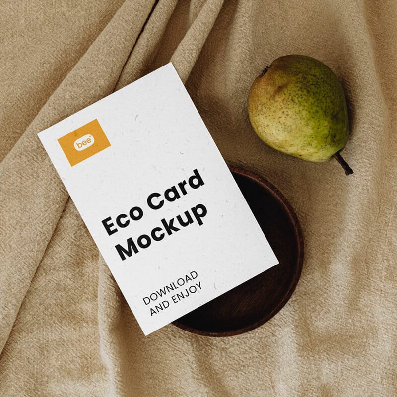 Free Eco Business Card With Pear Mockup PSD