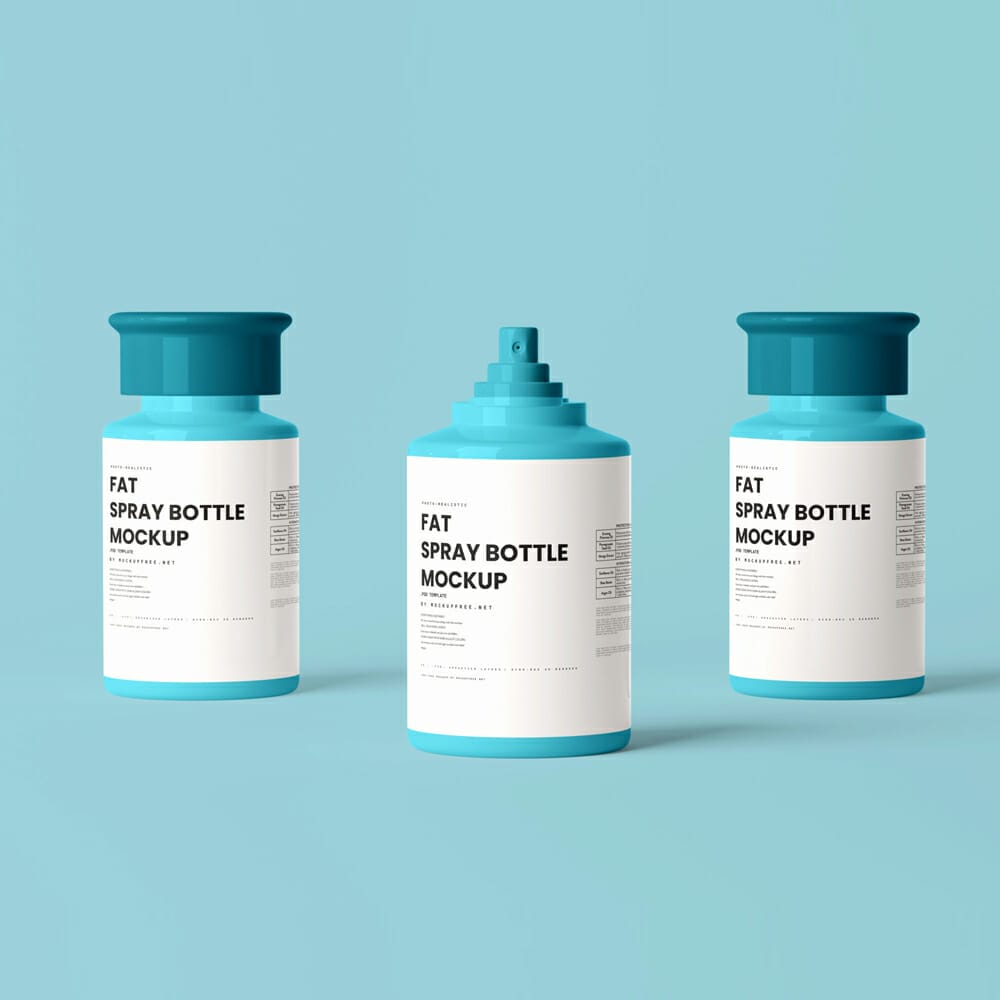 Free Fat And Short Spray Can Mockups PSD